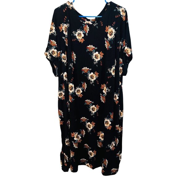 New Lularoe Chelsea 3XL Black Floral Short Sleeve Dress - Picture 2 of 4